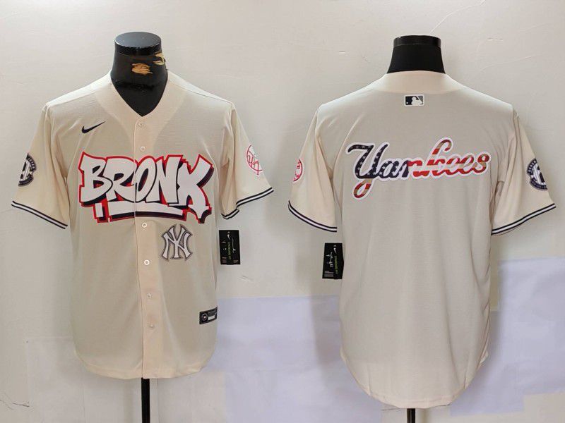 Men New York Yankees Blank Cream joint name 2024 Nike MLB Jersey style 6